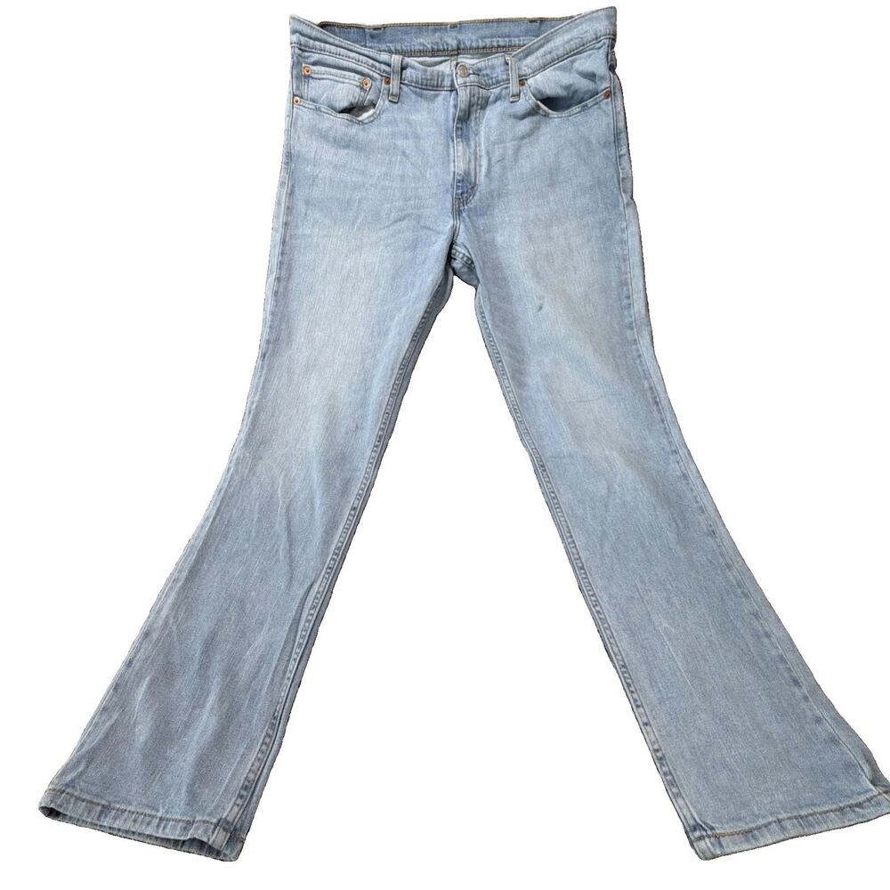 Levis Premium 511 Jeans Mens 38x32 Blue Light Wash Slim Fit Big E Stretch Denim